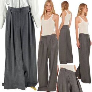 🆕 RAT & BOA 🧿 NWOT Cate Pinstripe Pleated Trouser, Grey - Sz M